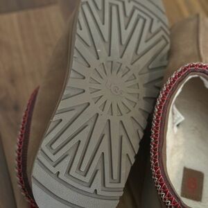 UGG Brown Mules with Red Stitching